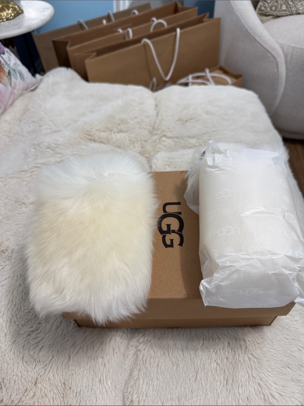 UGG Cream Sheepskin Slide Slippers